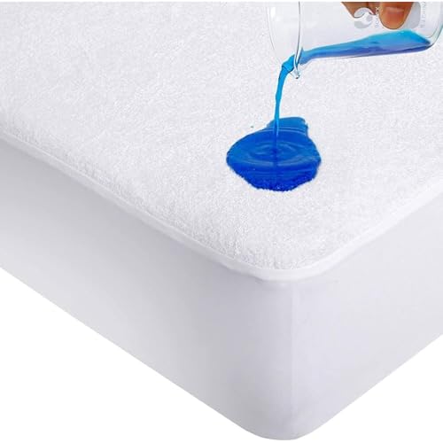 PIMPAM Factory Matratzenschoner 200 x 200 cm Wasserabweisend, Atmungsaktiv, Anti-Milben, Baumwolle, Anti-Wundliegen Matratzenbezug, Bettmatratzenbezug, Weiß von Best Quality PIMPAM FACTORY 100% Guaranteed