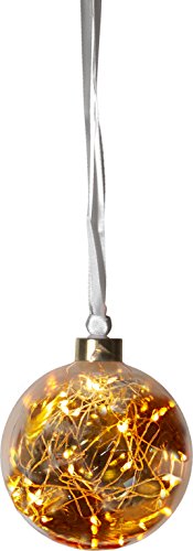 Best Season 457-74 "Glow" Glaskugel mit 15 LED, Durchmesser circa 11 cm, warmweiß/amber, 1 x 1 x 1.1 cm von Best Season