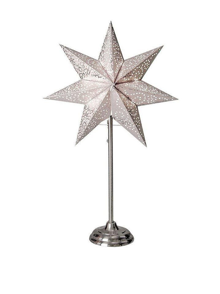 STAR TRADING LED Stern Star Antique Standleuchte, Papier, Weiß, 55 x 34 cm von STAR TRADING