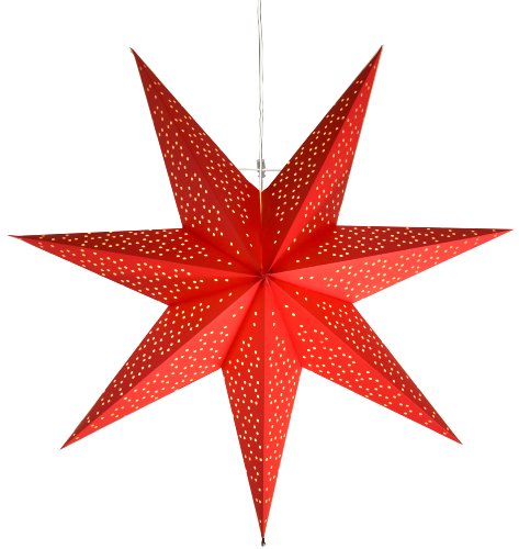 Weihnachtsstern Dot von Star Trading, 3D Papierstern Weihnachten in Rot, Dekostern zum Aufhängen mit Kabel, E14 Fassung, Ø: 54 cm von Best Season
