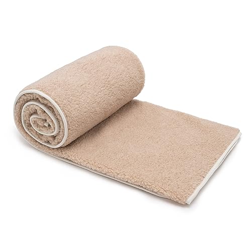Wolldecke Schurwolle 200x200 Lammmuster Beige - Kuscheldecke Merino Schafwolle Wolldecken - Groß und Warm Decke Blanket Gewicht 500g/m2, 200 x 200 cm von Best Wool