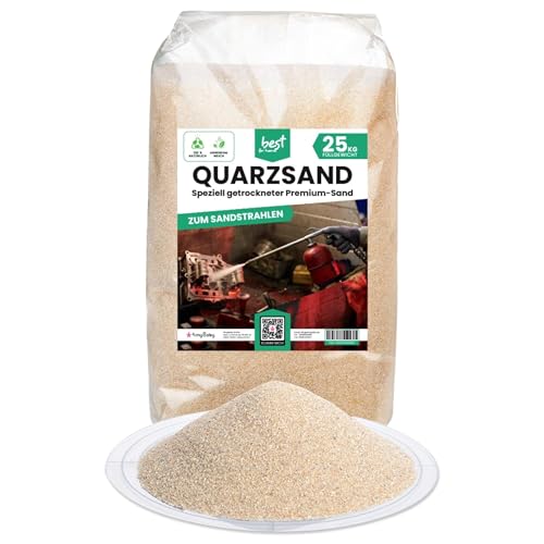 Best For Home - Sand Strahlmittel | Quartz sand für sandstrahlen | quarzsand 25kg (0,2-0,8) sandstrahlgranulat | Sand zum sandstrahlen | Effektives Mehrwegstrahlmittel, ideal für Sandstrahlen von Best for Home