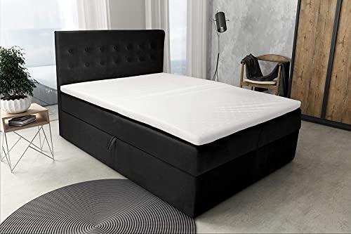 Best For Home Boxspringbett S Deluxe mit 7 Zonen Taschenfedermatratze 4 Größen 10 Farben (160x200, Schwarz) von Best For Home