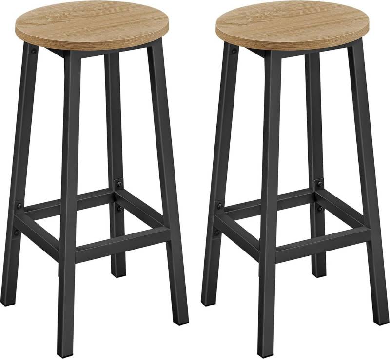 Best for Home Barhocker 2er Set Küchenhocker in Sonoma-Optik mit Fußstütze, stabil und bequem von Best for Home
