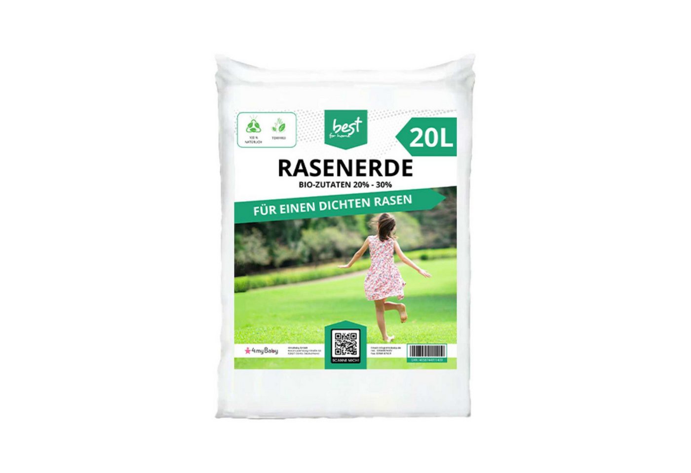 Best for Home Bio-Erde Gartenerde für Zimmer- und Balkonpflanzen, Gemüse, Obst und Kräuter. Rasenerde mit Bio-Zutaten: 20% - 30%, Bio und torffrei, ideal für Blumenbeete und Kübel von Best for Home