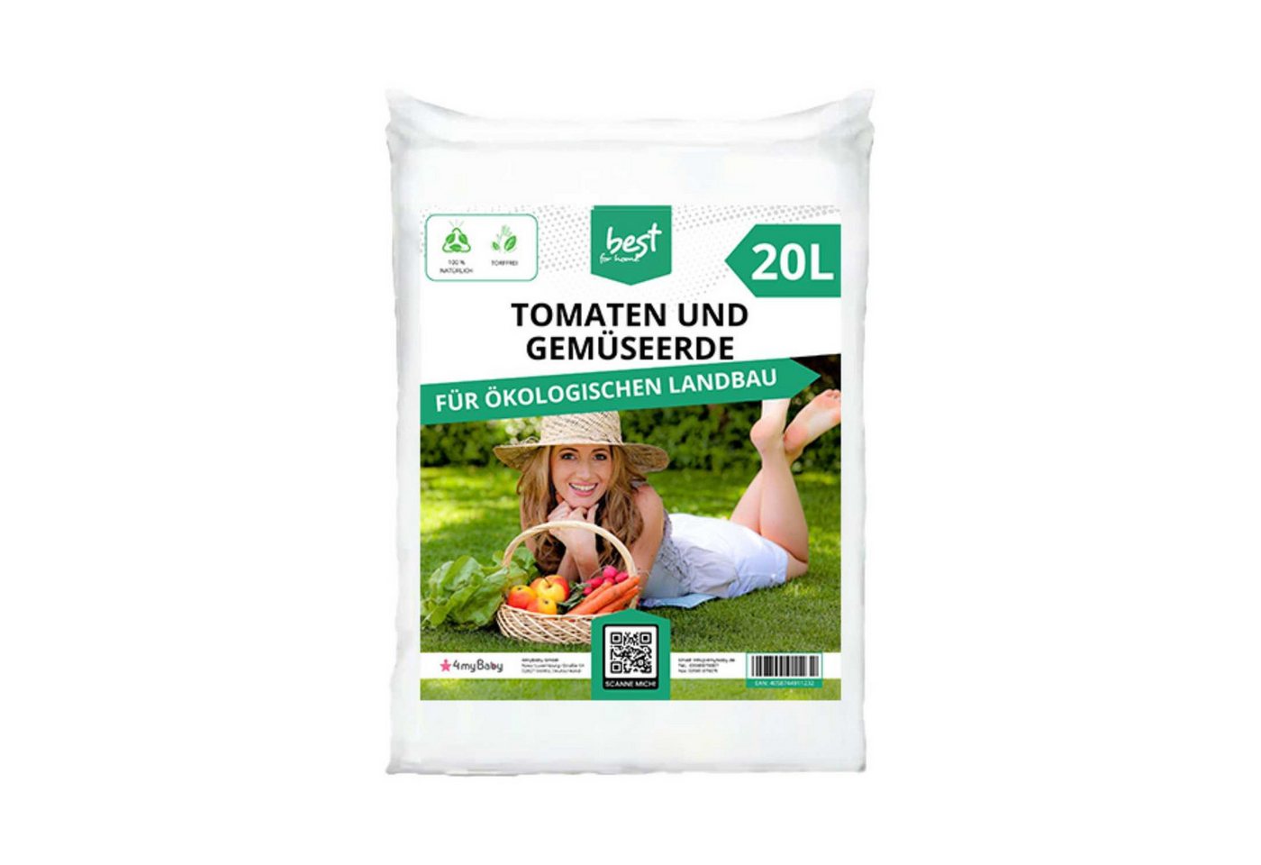 Best for Home Bio-Erde Gartenerde für Zimmer- und Balkonpflanzen, Gemüse, Obst und Kräuter. Tomaten und Gemüseerde, Bio und torffrei, ideal für Blumenbeete und Kübel von Best for Home