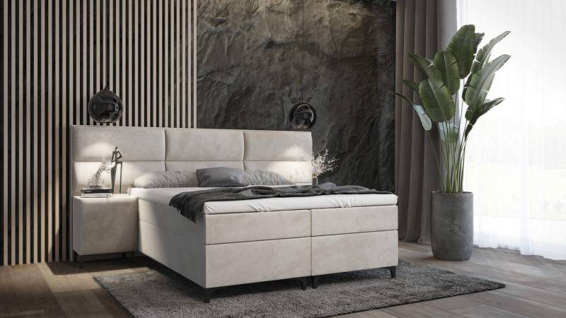 Best for Home Boxspringbett Sapri mit 7 cm Topper und 2x Nachtisch von Best for Home