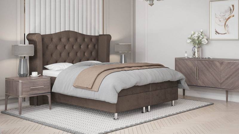 Best for Home Boxspringbett Saturn Bonellfederkern inkl. 7-Zonen Topper T-30, Boxspringbett mit Bettkasten von Best for Home