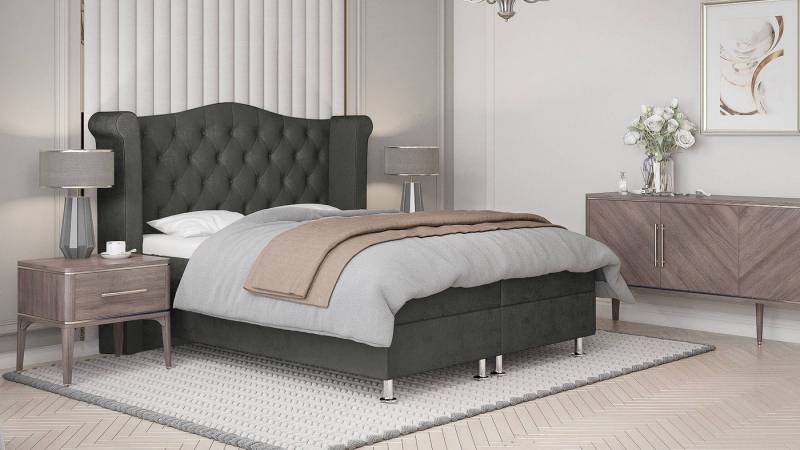 Best for Home Boxspringbett Saturn Bonellfederkern inkl. 7-Zonen Topper T-30, Boxspringbett mit Bettkasten von Best for Home