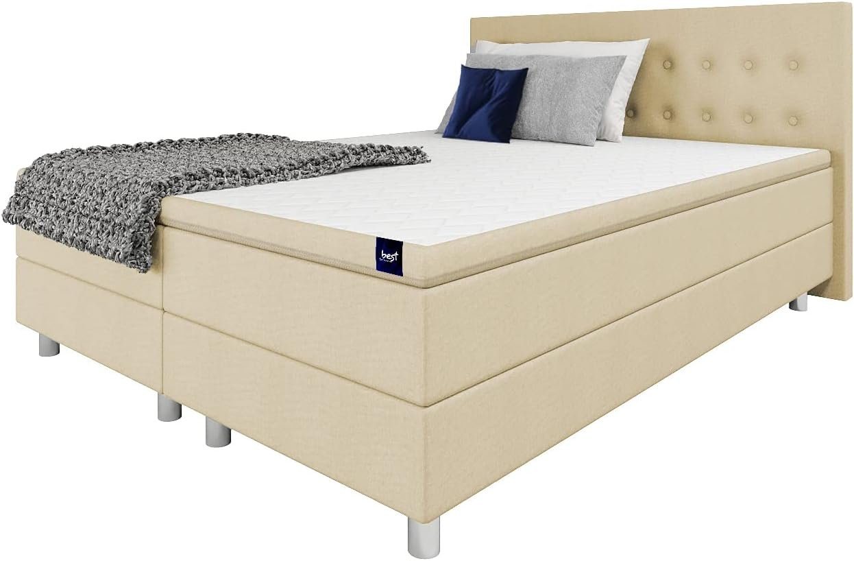 Best for Home Boxspringbett Sawana mit Bonellfederkern-Matratze und Topper mit Lieferung von Best for Home