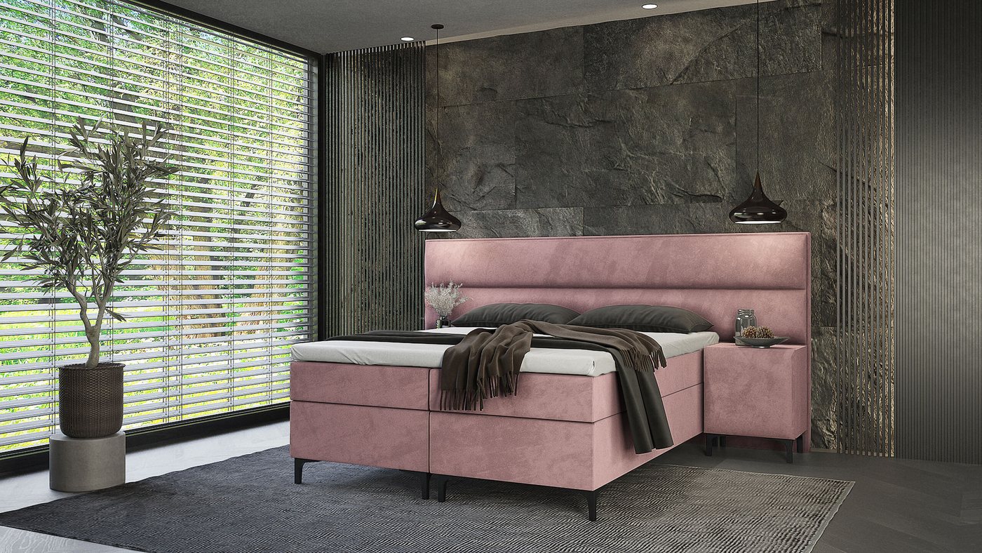 Best for Home Boxspringbett Tito Bonellfederkern Bett – inkl. 2 Nachttische & T-30 Topper, Boxspringbett mit Bettkasten von Best for Home