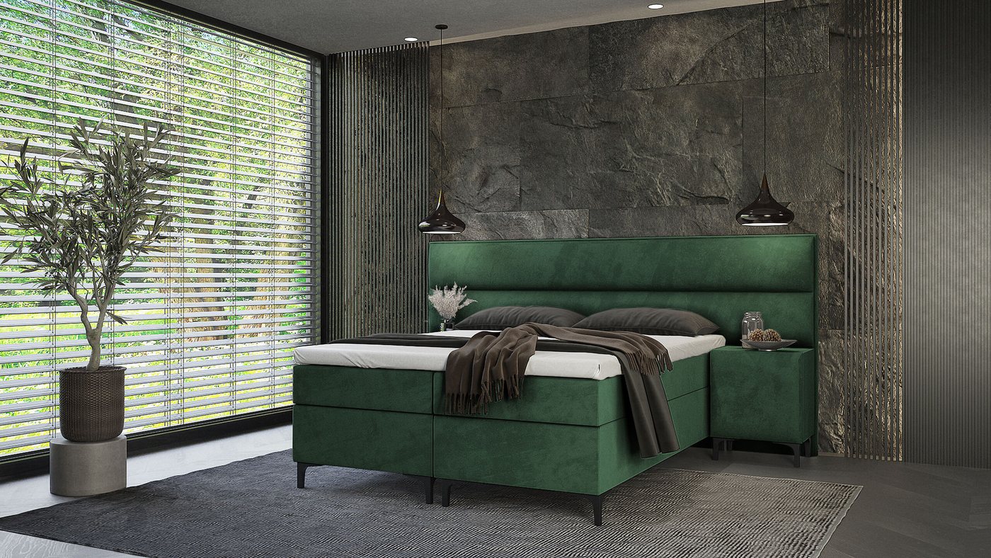 Best for Home Boxspringbett Tito Bonellfederkern Bett – inkl. 2 Nachttische & T-30 Topper, Boxspringbett mit Bettkasten von Best for Home