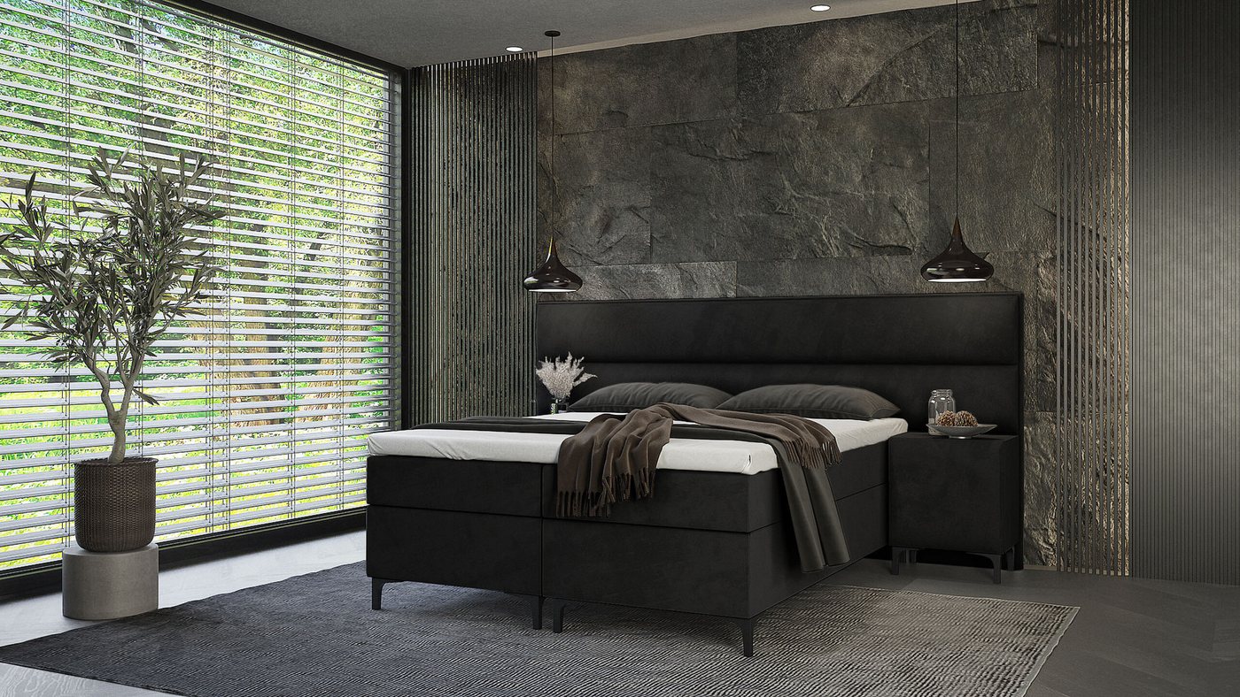 Best for Home Boxspringbett Tito Bonellfederkern Bett – inkl. 2 Nachttische & T-30 Topper, Boxspringbett mit Bettkasten von Best for Home