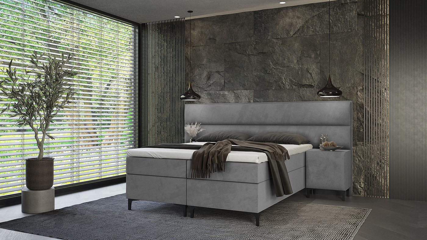 Best for Home Boxspringbett Tito Bonellfederkern Bett – inkl. 2 Nachttische & T-30 Topper, Boxspringbett mit Bettkasten von Best for Home