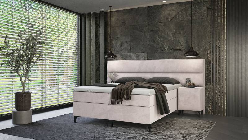 Best for Home Boxspringbett Tito Bonellfederkern inkl. 2x Nachttisch und Topper T-30, Boxspringbett mit Bettkasten von Best for Home