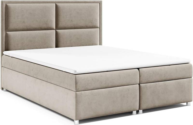 Best for Home Boxspringbett Trinity K-11 Boxspringbett mit Matratze und Stauraum, 7 cm Topper (Polsterbett Doppelbett Boxbett mit gepolstertes Kopfteil, versch. Größen, 140x200 160x200 180x200 200x200 cm), Handwerksqualität von Best for Home