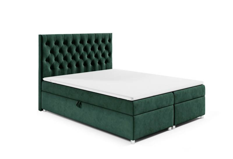 Best for Home Boxspringbett mit Bettkasten Doppelbett Trinity K14 Bonellfederkern inkl 7cm Topper (140x200 160x200 180x200 200x200 cm, Bonell-Matratze, gepolstertes Kopfteil, Polsterbett versch. Größen), mit oder ohne Topper, Flexible Liefermöglichkeiten, Handwerksqualität von Best for Home