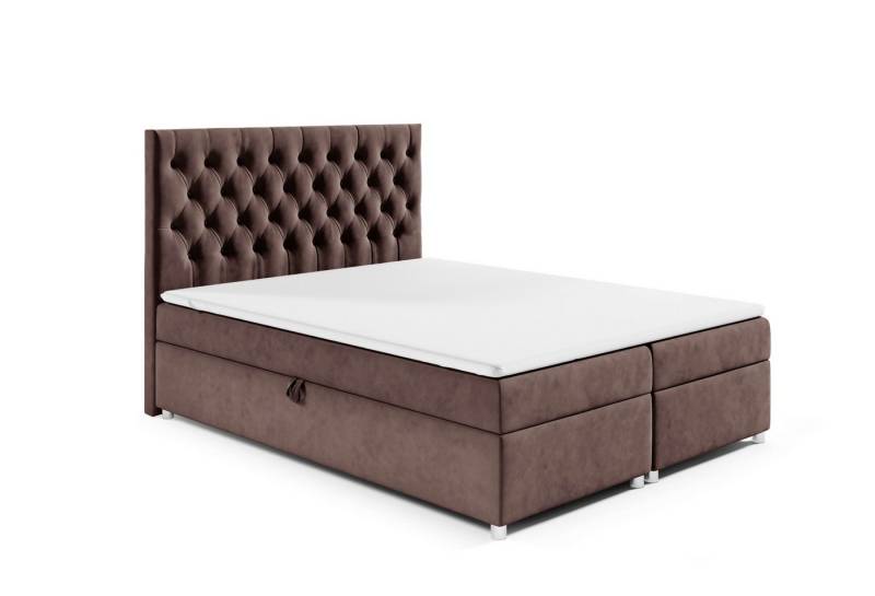 Best for Home Boxspringbett mit Bettkasten Doppelbett Trinity K14 Bonellfederkern inkl 7cm Topper (140x200 160x200 180x200 200x200 cm, Bonell-Matratze, gepolstertes Kopfteil, Polsterbett versch. Größen), mit oder ohne Topper, Flexible Liefermöglichkeiten, Handwerksqualität von Best for Home