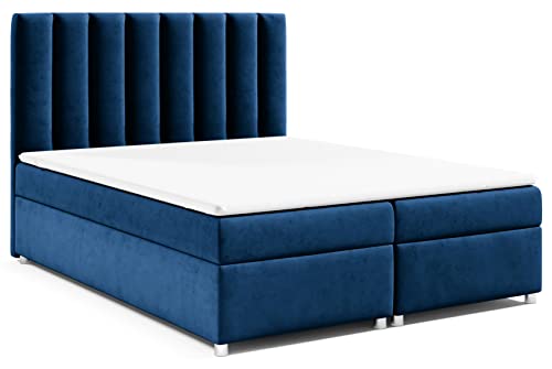 Best for Home Boxspringbett mit Bettkasten Trinity K-10 Bonellfederkern inkl. Topper 180x200 Blau von Best for Home