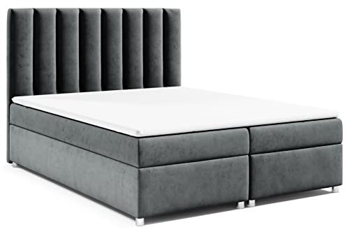 Best for Home Boxspringbett mit Bettkasten Trinity K-10 Bonellfederkern inkl. Topper 180x200 Graphit von Best for Home