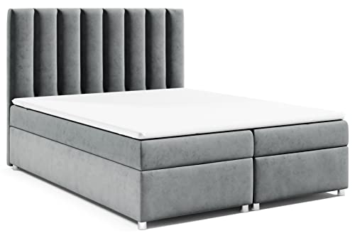 Best for Home Boxspringbett mit Bettkasten Trinity K-10 Bonellfederkern inkl. Topper 180x200 Grau von Best for Home