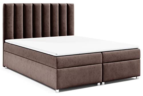 Best for Home Boxspringbett mit Bettkasten Trinity K-10 Bonellfederkern inkl. Topper 200x200 Braun von Best for Home