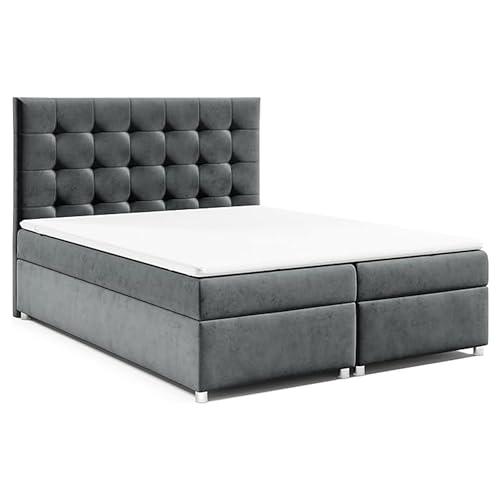 Best for Home | Boxspringbett Trinity K-12 mit Bonellfederkernmatratze H3 & 7 cm PUR-Schaum-Topper | Bettkasten mit Federmechanismus | Boxspringbett 140x200 | Polsterbett | Doppelbett 140x200 von Best for Home