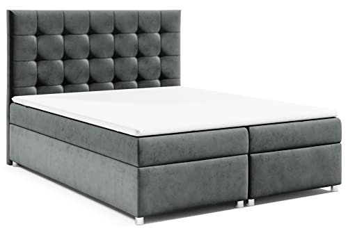 Best for Home Boxspringbett mit Bettkasten Trinity K-12 Bonellfederkern inkl. Topper 160x200 Graphit von Best for Home