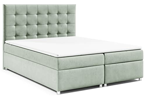 Best for Home Boxspringbett mit Bettkasten Trinity K-12 Bonellfederkern inkl. Topper 180x200 Mintgrün von Best for Home