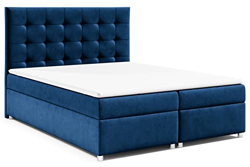 Best for Home Boxspringbett mit Bettkasten Trinity K-12 Bonellfederkern inkl. Topper 200x200 Blau von Best for Home