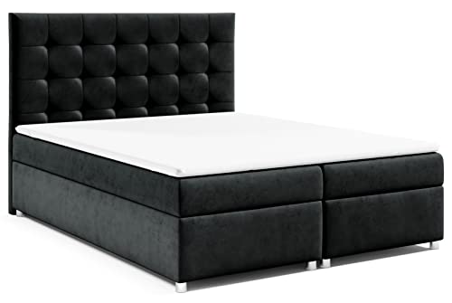 Best for Home Boxspringbett mit Bettkasten Trinity K-12 Bonellfederkern inkl. Topper 200x200 Schwarz von Best for Home