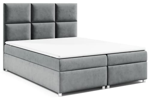 Best for Home Boxspringbett mit Bettkasten Trinity K-13 Bonellfederkern inkl. Topper 160x200 Grau von Best for Home