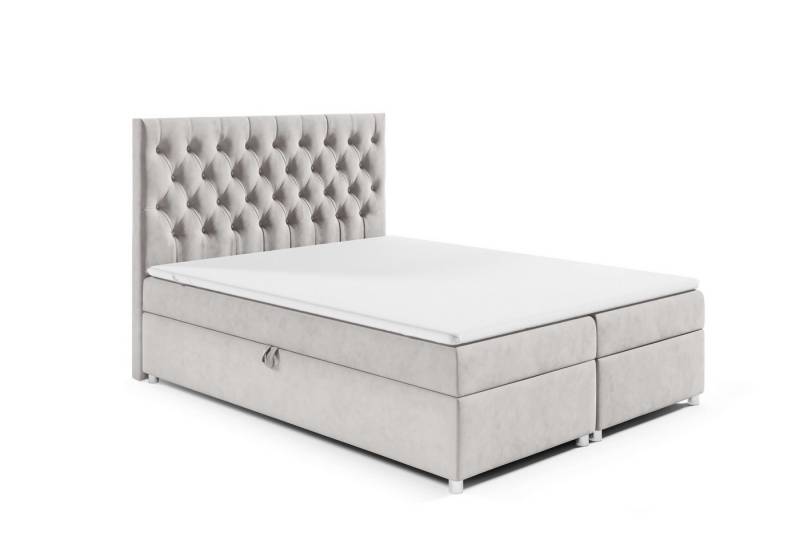Best for Home Boxspringbett mit Bettkasten Doppelbett Trinity K14 Bonellfederkern inkl 7cm Topper (140x200 160x200 180x200 200x200 cm, Bonell-Matratze, gepolstertes Kopfteil, Polsterbett versch. Größen), mit oder ohne Topper, Flexible Liefermöglichkeiten, Handwerksqualität von Best for Home