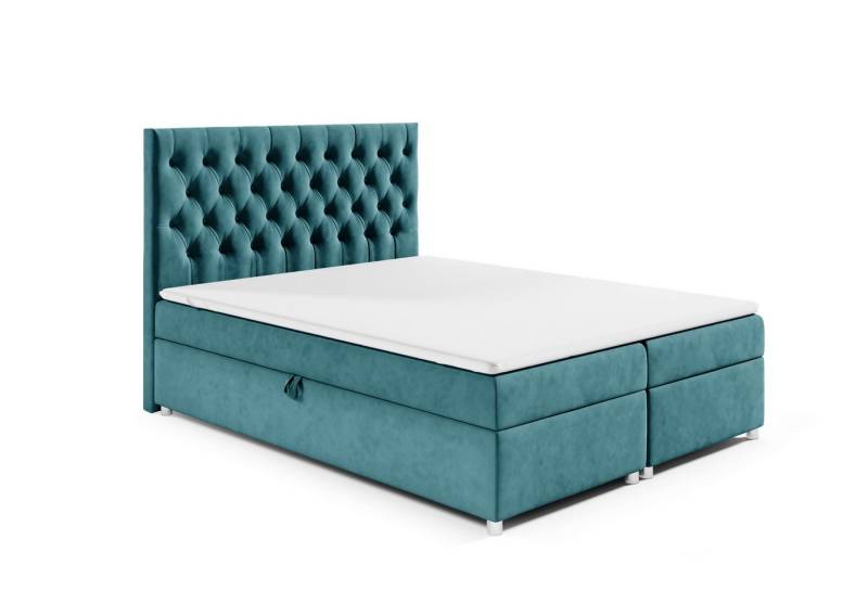 Best for Home Boxspringbett mit Bettkasten Doppelbett Trinity K14 Bonellfederkern inkl 7cm Topper (140x200 160x200 180x200 200x200 cm, Bonell-Matratze, gepolstertes Kopfteil, Polsterbett versch. Größen), mit oder ohne Topper, Flexible Liefermöglichkeiten, Handwerksqualität von Best for Home