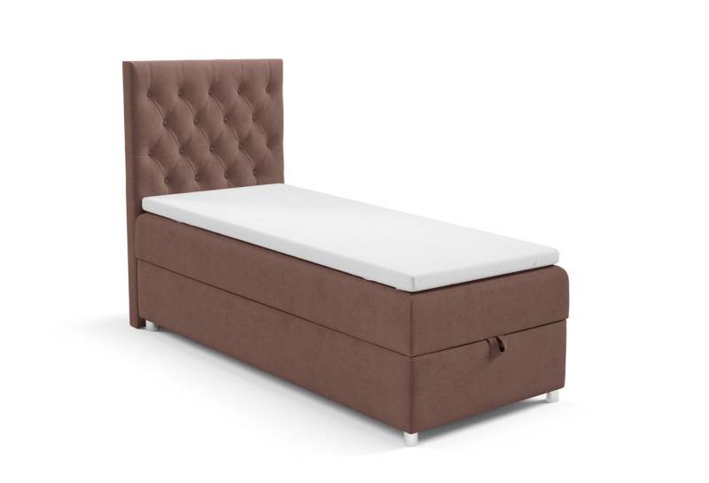 Best for Home Boxspringbett mit Bettkasten Trinity K14 SINGLE Bonell-Matratze inkl. 7 cm Topper (Einzelbett, Polsterbett mit gepolstertes Kopfteil, Jugendbett, Kinderbett versch. Größen, 70x200 80x200 90x200 100x200 cm), verschiedene Liefermöglichkeiten, Handwerksqualität von Best for Home