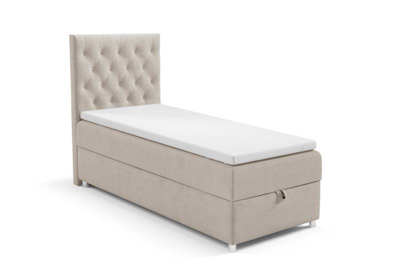 Best for Home Boxspringbett mit Bettkasten Trinity K14 SINGLE Bonell-Matratze inkl. 7 cm Topper (Einzelbett, Polsterbett mit gepolstertes Kopfteil, Jugendbett, Kinderbett versch. Größen, 70x200 80x200 90x200 100x200 cm), verschiedene Liefermöglichkeiten, Handwerksqualität von Best for Home