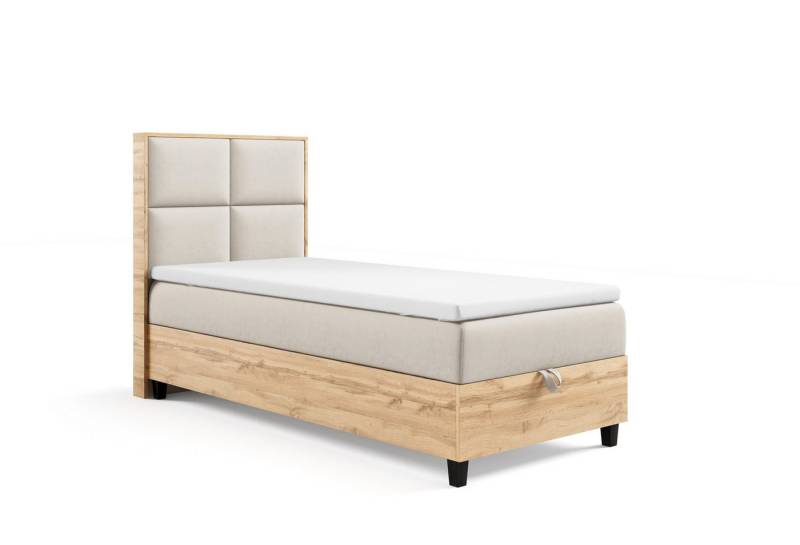 Best for Home Boxspringbett mit Bettkasten Trinity K-2 PLATE SINGLE inkl. 7 cm Topper (70x200 80x200 90x200 100x200 cm), Verschiedene Liefermöglichkeiten, TOP Preis-Leistungs-Verhältnis von Best for Home