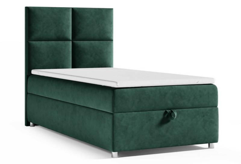 Best for Home Boxspringbett mit Bettkasten Trinity K2 Single Bonell-Matratze inkl. 7 cm Topper (Einzelbett, Hotelbett, Polsterbett gepolstertes Kopfteil, Jugendbett, Kinderbett versch. Größen, 70x200 80x200 90x200 100x200 cm), verschiedene Liefermöglichkeiten, Handwerksqualität von Best for Home
