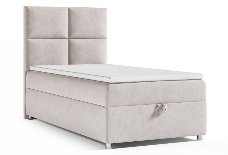 Best for Home Boxspringbett mit Bettkasten Trinity K2 Single Bonell-Matratze inkl. 7 cm Topper (Einzelbett, Hotelbett, Polsterbett gepolstertes Kopfteil, Jugendbett, Kinderbett versch. Größen, 70x200 80x200 90x200 100x200 cm), verschiedene Liefermöglichkeiten, Handwerksqualität von Best for Home