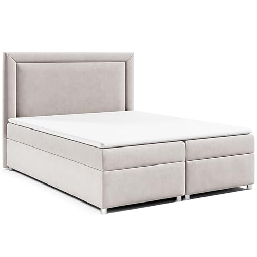 Best for Home | Boxspringbett Trinity K-3 mit Bonellfederkernmatratze H3 & 7 cm PUR-Schaum-Topper | Bettkasten mit Federmechanismus | Boxspringbett | Polsterbett 160x200 | Doppelbett 160x200 von Best for Home
