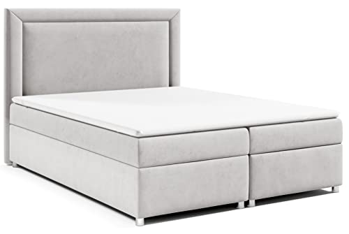 Best for Home Boxspringbett mit Bettkasten Trinity K-3 Bonellfederkern inkl. Topper 160x200 Silber von Best for Home