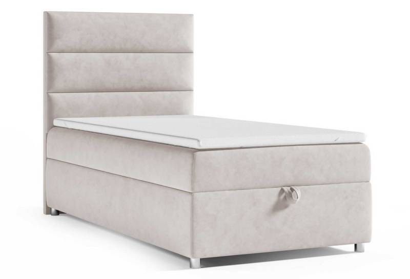 Best for Home Boxspringbett mit Bettkasten Trinity K-4 SINGLE Bonell-Matratze inkl. 7 cm Topper (Einzelbett, Polsterbett mit gepolstertes Kopfteil, Jugendbett, Kinderbett versch. Größen, 70x200 80x200 90x200 100x200 cm), verschiedene Liefermöglichkeiten, Handwerksqualität von Best for Home