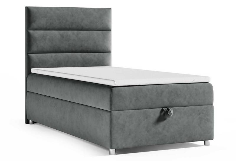Best for Home Boxspringbett mit Bettkasten Trinity K-4 SINGLE Bonell-Matratze inkl. 7 cm Topper (Einzelbett, Polsterbett mit gepolstertes Kopfteil, Jugendbett, Kinderbett versch. Größen, 70x200 80x200 90x200 100x200 cm), verschiedene Liefermöglichkeiten, Handwerksqualität von Best for Home