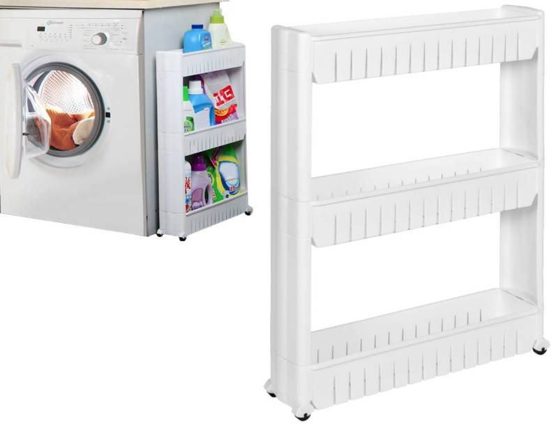 Best for Home Bücherregal Schlanker Rollcontainer – 3-stöckiger Rollwagen mit viel Stauraum von Best for Home