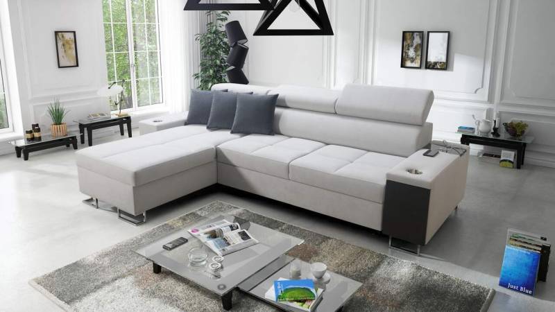 Best for Home Ecksofa Anita I Maxi Luxus und Elegantes mit Schlaffunktion, hat einen Öffnungsbügel, eine Steckdose und einen USB-Anschluss von Best for Home