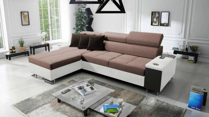 Best for Home Ecksofa Anita I Maxi Luxus und Elegantes mit Schlaffunktion, hat einen Öffnungsbügel, eine Steckdose und einen USB-Anschluss von Best for Home