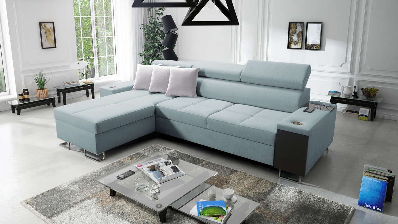 Best for Home Ecksofa Anita I Maxi Luxus und Elegantes mit Schlaffunktion, hat einen Öffnungsbügel, eine Steckdose und einen USB-Anschluss von Best for Home