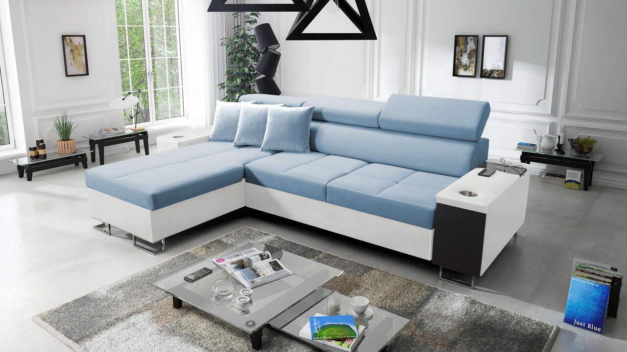 Best for Home Ecksofa Anita I Maxi Luxus und Elegantes mit Schlaffunktion, hat einen Öffnungsbügel, eine Steckdose und einen USB-Anschluss von Best for Home