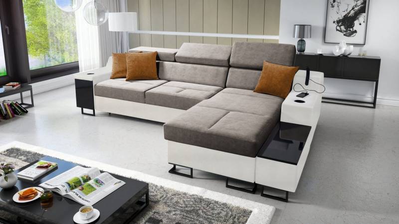 Best for Home Ecksofa Aria I Maxi: Schlaffunktion & Bettkasten für das Moderne Wohnzimmer, Schlaffunktion von Best for Home