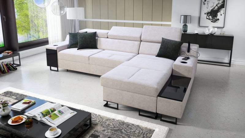 Best for Home Ecksofa Aria I Maxi: Schlaffunktion & Bettkasten für das Moderne Wohnzimmer, Schlaffunktion von Best for Home